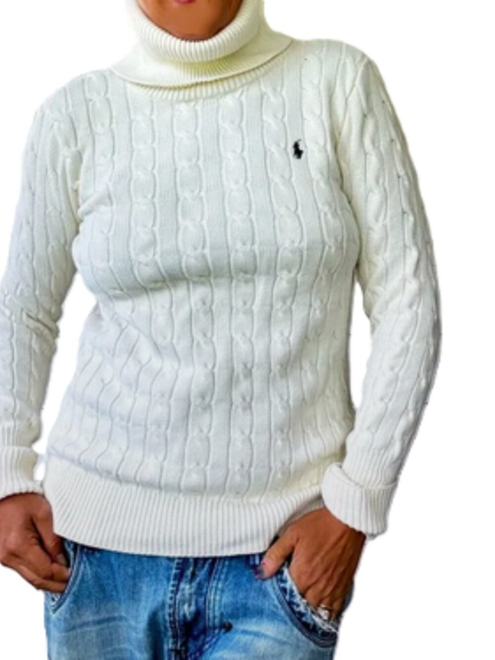 Ralph Lauren Sport Cable Knit Turtleneck Sweater size L